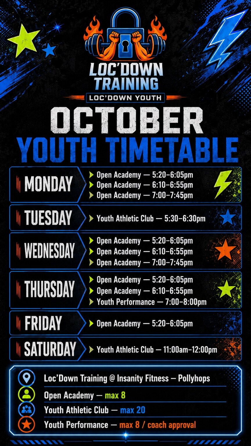 Loc'Down Youth October 2026 weekly timetable